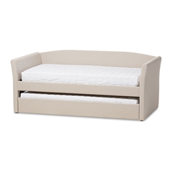 Baxton Studio Camino Modern and Contemporary Beige Fabric Upholstered Daybed with Guest Trundle Bed